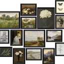 LANCHI95 Framed Vintage Wall Art Set of 15 – Gallery Wall Decor for Living Room & Bedroom, Moody Antique Botanical & Landscape Prints, Farmhouse French Country Aesthetic Wall Decor