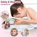 60 in 1 Kids Makeup Kit, with 3-Color Led Makeup Mirror Real Washable Kids Makeup Sets for Girls 5-8, Perfect Girl Birthday Gift, Age 3+