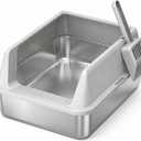 Lifewit Stainless Steel Litter Box for Kitty, Small Metal Cat Litter Tray with Non-Slip Pads, Anti-Leakage Top Entry and High Sided, Easy to Clean, 17.7" L13.8" W8.3" H, Gray