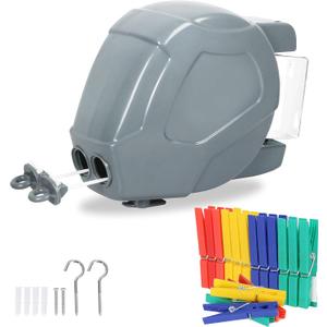 ZOES HOMEWARE Retractable Clothesline Heavy Duty Retracting Clothes Line Outdoor and Indoor with Durable ABS Shell and 2x49 Feet Extruded PVC Line,with Lock to Prevent Sagging