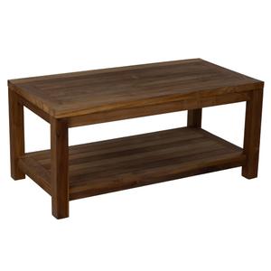 Teak Wood Coffee Table with Storage - Teak Oil Finished Indoor & Outdoor Furniture for Deck, Porch, Balcony, Living Room, Bedroom & Backyard (36" D x 18" W x 16" H)