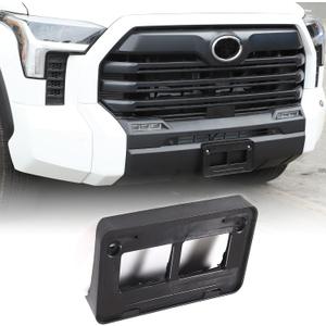 Front Bumper License Plate Bracket Compatible with Toyota Tundra 2022 2023 2024 2025, ABS Tag Frame Front Bumper Mount Adapter, Tundra 2022 2023 2024 2025 Accessories