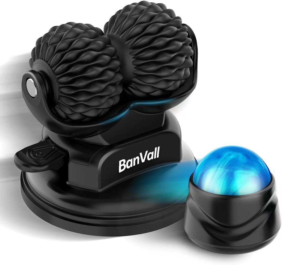 BanVall Roller Massage Ball Set for Myofascial Release,Muscles Deep Tissue Massage,Lymphatic Drainage,Wall Mountable Suction Cup for Trigger Point Therapy,Reduce Back Pain and Every Part of The Body