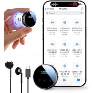 64GB Voice Recorder with Playback, Magnetic Recording Device with Al-Triple Noise Cancellation, Voice Activated Recorder, 4800 Hours Portable Audio Recorder for Work, Lectures, Meetings