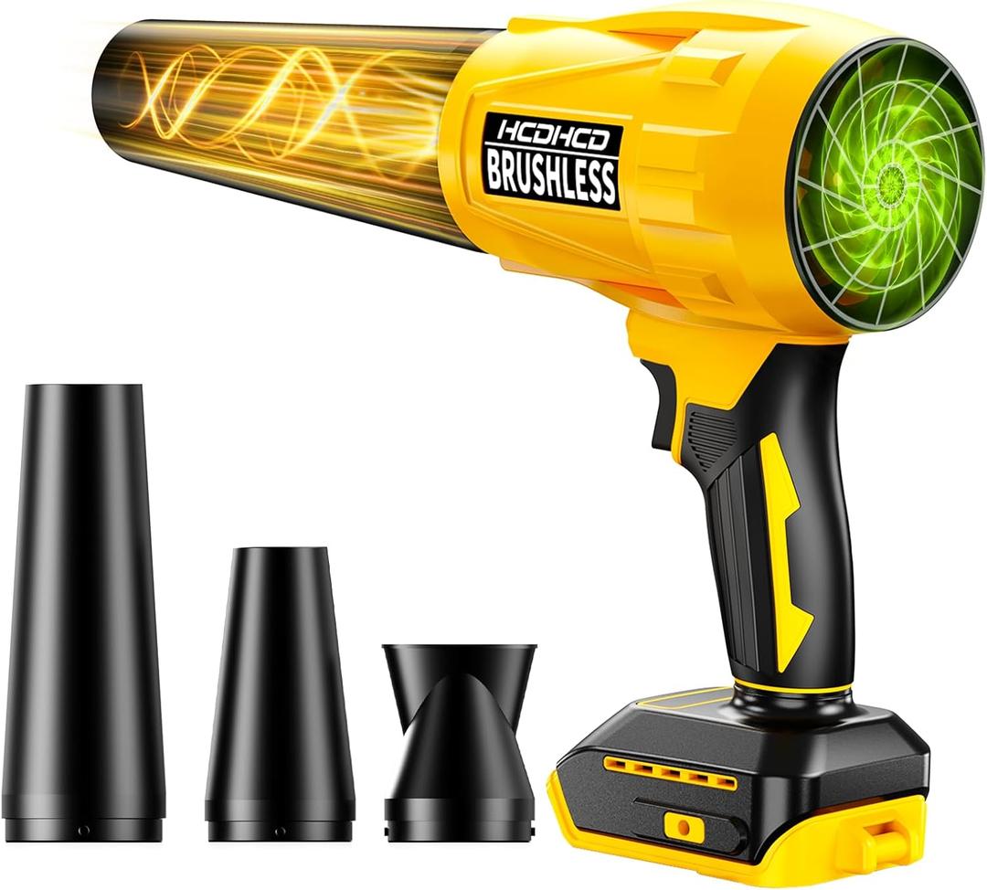 Electric Cordless Leaf Blower for DeWALT 20V Battery, 580,000 RPM Brushless Turbo Jet Blower with 3 Nozzles, Handheld Blower for Patio, Garden, Yard, Leaves, Dust, Garage & Snow Cleaning (Not Battery)