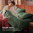 Bedsure King Size Bed Sheets - Cotton Linen Sheet Set, PureWoven Soft, Breathable & Anti-Pilling, Deep Pocket King Fitted Bedsheets Up to 16 Inches, 4 Pieces, Olive Green