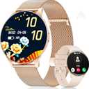 LIGE Smart Watch for Women, 1.43" AMOLED Screen Smartwatch with Answer/Make Call for iPhone/Android/Samsung, Fitness Tracker with 120+ Sport Modes, Sleep/Health Monitor, IP68 Waterproof, 2 Bands, Gold