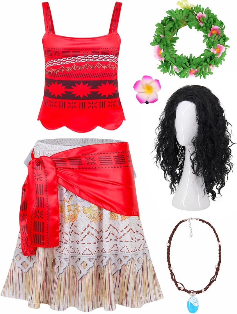 Adult Women Halloween Costume Set with Wig Necklace Princess Costume Dress Up Birthday Outfits Ocean Theme Party (3X-Large)