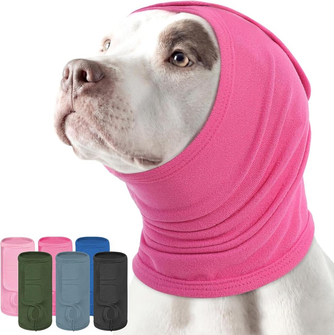 KOESON Adjustable Ear Wrap for Large Dogs, Soft No Shake Dog Ear Wraps Hematoma, Breathable Dog Ear Cover for Noise Protecion, Neck Wounds, Pet Calming Hoodie for Thunder, Firework, Separation L