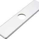 Sink Hole Cover Chrome 10 Inch 1 or 3 Hole Long Rectangle Cover Deck Plate Faucet Escutcheon for Bathroom or Kitchen Vanity Sink Faucet Stainless Steel, Right Angle