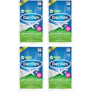DenTek Triple Clean Advanced Clean Floss Picks, No Break No Shred Floss, Dental Flossers for Plaque Removal, Mouthwash Blast, Oral Care, 20 Count (Pack of 4)
