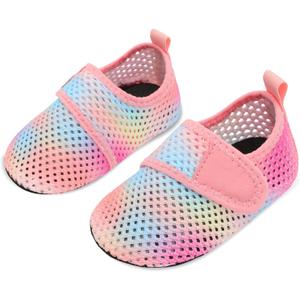 JIASUQI Baby Boys and Girls Barefoot Swim Water Skin Shoes Aqua Socks for Beach Swim Pool (6-12 Months Infant, Mesh Colorful)