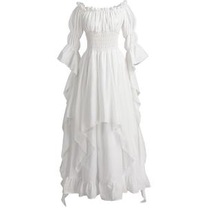 LTAKK Renaissance Dress Women Medieval Costume Victorian Dresses Peasant Gothic Fairy Witch Wedding Under Dress (Small/Medium, White)