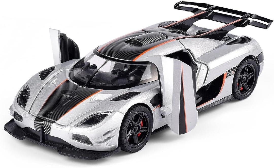 Toy Cars 1/32 Scale Koenigsegg One Diecast Cars,Car Models with Light Sound and Pull Back,Car Toys Birthday Gifts for Boys and Boyfriends 6.3*2.8*1.6 inches, Black 