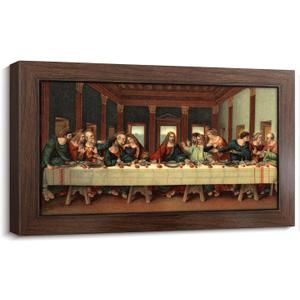 The Last Supper by Leonardo Da Vinci - Christian Wall Decor Religious Wall Art with Inner Wooden Frame Jesus Painting Poster Christian Art for Dining Room Church & Home Decor (10.6''H x 17.7''W)