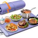 Warming Mat for Food Large 24"x14",Electric Silicone Food Warmer Trays for Chafing Dishes & Buffet,Portable Countertop Food Warmers for Parties, 6-Level Temp 4-Hour Timer Heating Mat (Purple)