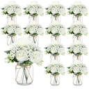 12 Sets Mason Jar Flowers Centerpiece Table Decorations,White