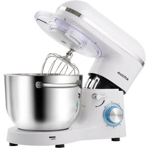 Aucma Stand Mixer,6.5-QT 660W 6-Speed Tilt-Head Food Mixer, Kitchen Electric Mixer with Dough Hook, Wire Whip & Beater (Silver, 6.5QT)