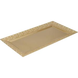 Efavormart 24 Pack | 14" Gold Lace Print Rectangular Plastic Serving Trays, Decorative Coffee Table Trays