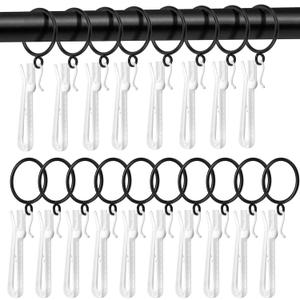 30 Sets Metal Curtain Rings with Ratchet System Pinch Pleat Curtain Hooks (85mm/3.35inch), 32mm Hook Belt Curtain Rings for Drapes for Window Door Shower Curtain