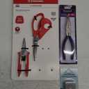 Corona Yard Essentials Stainless Steel scissors for shearing and pliers, missing one tool, One set of Danielson Curved Nose Pliers, and One Key and Castle Flex Tape measure, 5FT
