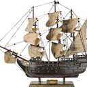 SAILINGSTORY Wooden Pirate Ship Model Black Pearl 20.5" Sea Chart Sails