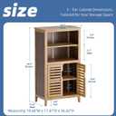 HITNET Walnut Bathroom Floor Cabinet, Bamboo Side Tall Storage Organizer, Freestanding Kitchen Cupboard with Door and Removable Shelf, Large