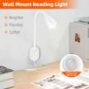 2 Pack LED Wall Mounted Bedside Reading Light, 3 Color Modes,10 Brightness Dimmable, USB Charging Port, Memory Timer Adhesive Wall Light Night Lamp for Books in Bed, Eye-Caring Bedroom Lighting White