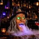 Halloween Witch Mist Maker with Glowing Eyes and Fog Effect