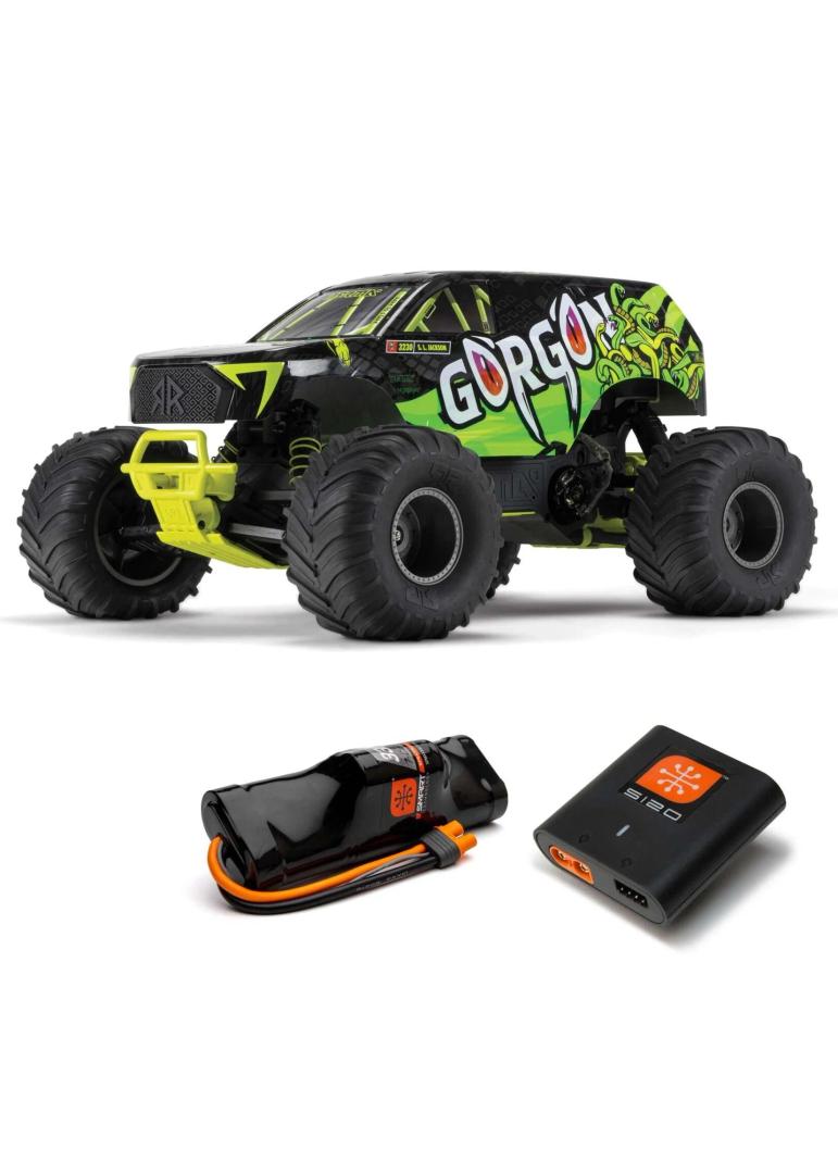 Arrma ARA3230ST1 - 1/10 GORGON 4X2 MEGA 550 Brushed Monster Truck, RTR - Yellow