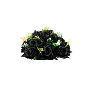 BLOSMON Flower Balls Wedding Rose Centerpieces 1 Pc Black Fake Flowers Kissing Balls Decor Artificial Floral Arrangements Flower Bouquet of Roses Home Party Room Table DIY Decorations