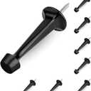 HOMOTEK 8 Pack Heavy Duty Solid Rigid Door Stop with Soft Rubber Tip, Zinc Die Cast Door Stopper Protect Wall & Door, Black