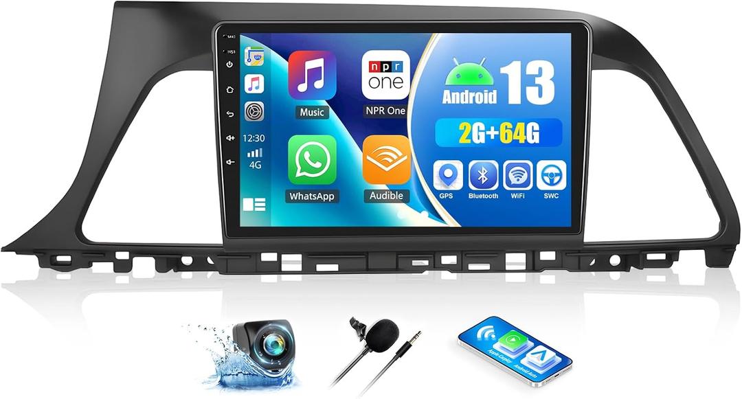2G+64G Android 13 Car Stereo for Hyundai Sonata 2015-2017 with Wireless Apple Carplay Android Auto,9'' Touchscreen Sonata Car Radio with GPS Navigation,Bluetooth,WiFi/FM/RDS Radio,SWC+Backup Camera