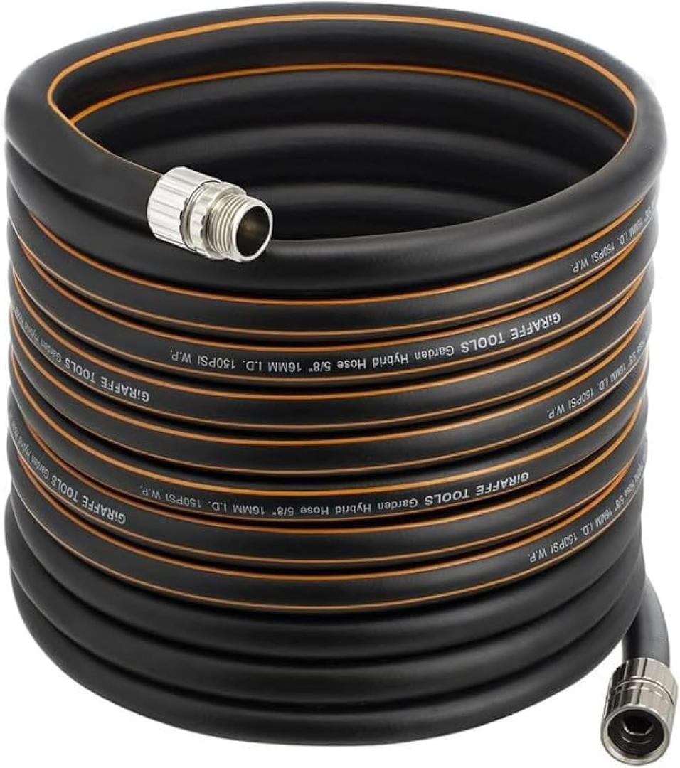 Giraffe Tools Garden Hose 5/8", Custom Length, Heavy Duty, No Kink, Flexible, Rubber Garden Hose, Leakproof Water Hose, 600 Burst PSI, 75ft Male to Female Hose