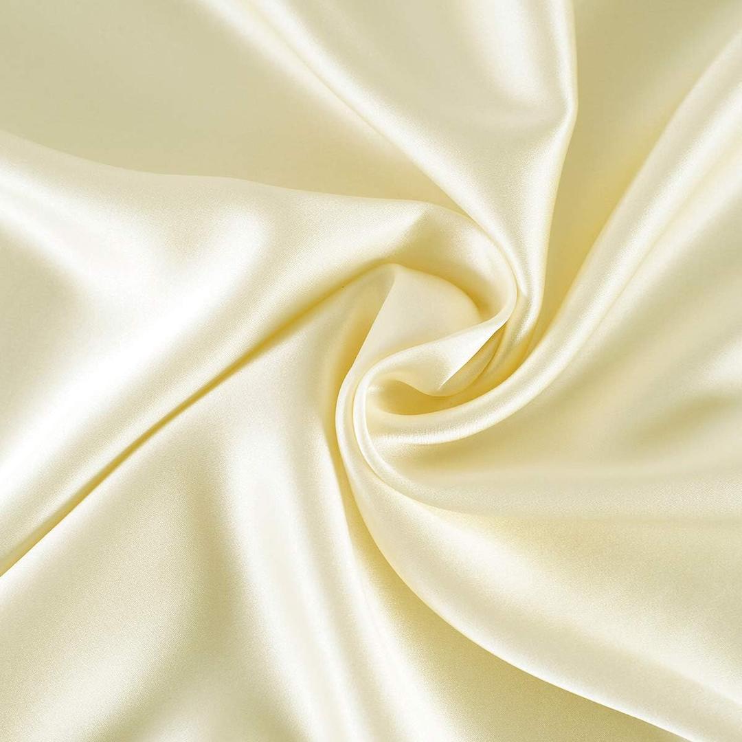 100% Mulberry Silk Fabric 25mm 45" Width Solid Color Nature Silk for Bedding Dress Wedding DIY (Beige, Sold by Half a Yard)