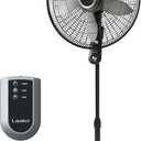 Lasko Oscillating Pedestal Fan, Adjustable Height, Timer, Remote Control, 4 Speeds, Floor Fans for Home Bedroom, Living Room, and Home Office, 20", Black, S20620