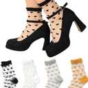 SHRFLASH Lace Socks for Women's Girls,Cute Ruffle Frilly Lolita Dress Socks for Concerts School Black/White/Pink/Grey