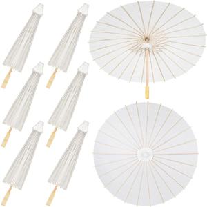 Sadnyy 33 Inches Paper Umbrellas Paper Decorative Chinese Japanese Parasol Umbrella DIY Oiled Painting Umbrellas Crafts for Wedding Bridal Party Decor(White,6 Pack)
