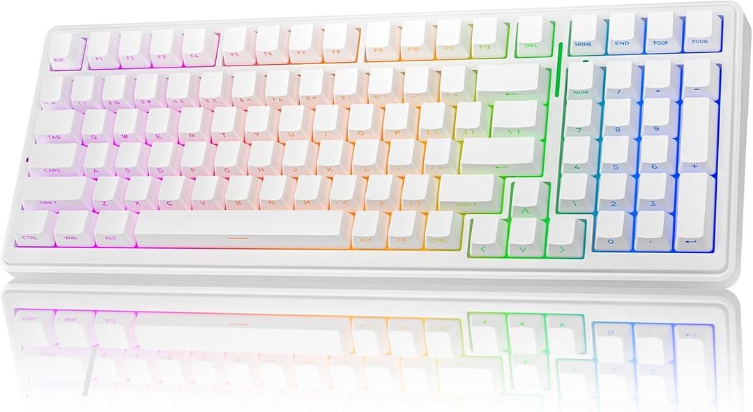AULA F99 Wireless Mechanical Keyboard,Triple-Mode(BT5.0/2.4GHz/USB-C),Gasket Mounted Creamy Keyboard with Linear Switches, Side Printed PBT Keycaps,RGB Backlit PC Gaming Keyboards for Win/Mac