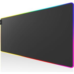 KTRIO RGB Large Gaming Mouse Pad Desk Mat, Superior Micro-Weave Cloth for Precise Mouse Control, Non-Slip Rubber Base, Stitched Edges, Water-Resistant, for Gamer, Office & Home, 31.5 x 15.7 in