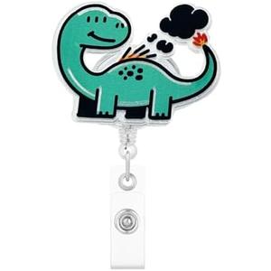 Pack Of 3 Badge Reels Retractable Cute Nurse Badge Reel with Alligator Clip, Funny ID Badge Holder for Nurses, Doctors, Teachers, Office Worker (Dinosaur)
