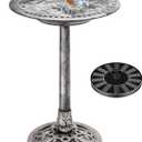 VIVOHOME Bird Bath with Solar Fountain for Outside, Polyresin Pedestal Bird Baths with Solar Powered Pump for Outdoor, Garden, Weather-Resistant Birdbaths with 20" Bowl, Gray