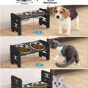 Vantic Elevated Dog Bowls, Adjustable Raised Dog Bowl Stand for Small Puppy and Cats, Sturdy Bamboo Pet Food Feeder with 2 Stainless Steel Dishes, Black
