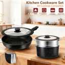 72-Piece Kitchen Cooking Set, Pots and Pans Cookware, Nonstick Cookware Set, Plates and Bowls Dinnerware Knife Set, Kitchen Gadgets & Tools For New Home, Apartment, Mothers Day Gifts