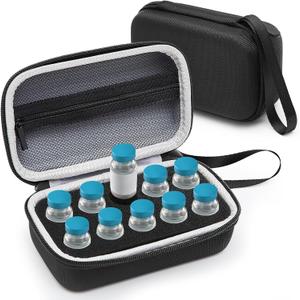 Teenyyou 10 Slots Insulin Peptide Fridge Carrying Case Vial Holder Storage Protector Bag, Fits Standard 10ml Vials, Insulin Cooler Travel Kits Case Organizer Diabetes Protector (Black)