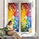 Window Privacy Film Static Cling Stained Glass Design Sun Blocking Non-Adhesive Removable Cover for Home Office 17.5x39.3 Inches (Fragments)