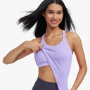Ribbed Workout Short Racerback Tank Tops for Women with Built in Bra, Size 6