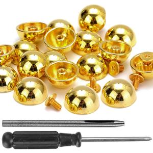 YORANYO 20 Sets 15X8MM Dome Spikes and Studs 19/32" Handbag Feet Gold Color Round Spikes Screw Back Studs and Spikes for Clothing Shoes Leather Craft Belts Bags Accessories with Installation Tool