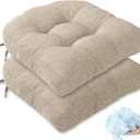 Tromlycs Chair Cushions for Dining Chairs Kitchen Seat Cushions Room Set of 2 Pads with Ties Indoor Non Slip Office 18 x 18 Inch, Beige