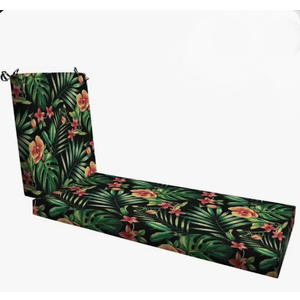 Honeycomb Outdoor Essentials Chaise Lounge, 21 x 70, Oahu Tropical Black Chair Cushion for Patio Furniture